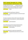 PSYC Human Sexuality Ch&period; 1 Exam Actual Questions and Answers 2026&period;docx
