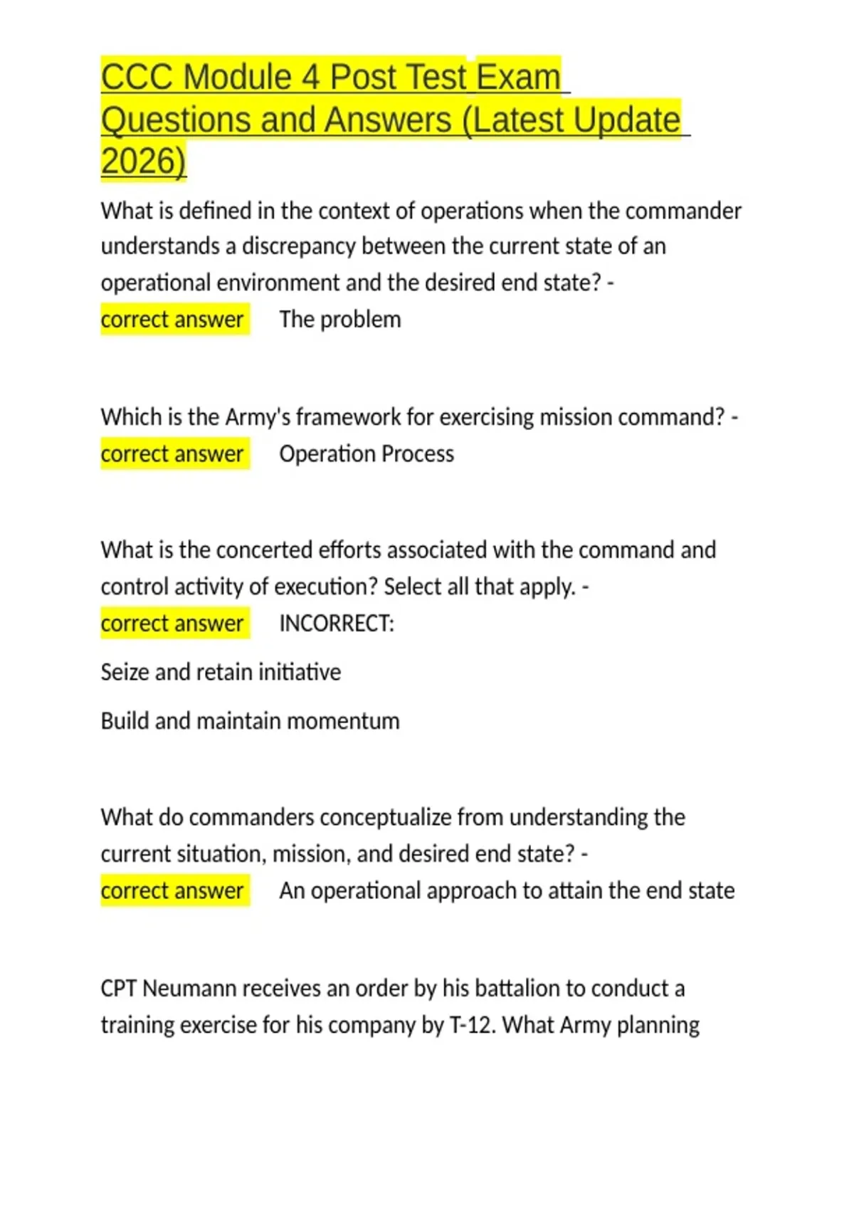 CCC Module 4 Post Test Exam Questions and Answers (Latest Update 2026 ...