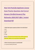 New York Pesticide Applicator License Exam Practice Questions And Correct Answers &lpar;Verified Answers&rpar; Plus Rationales 2026&vert;2027 Q&A &vert; Instant Download Pdf