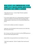 REAL ESTATE LAW COMPREHENSIVE STUDY GUIDE FULLY SOLVED EDITION WITH TESTED QUESTIONS AND CORRECT ANSWERS