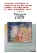 Understanding Abnormal Behavior 10th Edition &ndash; David Sue&comma; Derald Wing Sue&comma; Stanley Sue & Diane M&period; Sue Complete Test Bank ALL CHAPTERS &comma; A&plus; GUIDE NEWEST VERSION