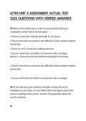LETRS UNIT 5 ASSESSMENT ACTUAL TEST 2026 QUESTIONS WITH VERIFIED ANSWERS