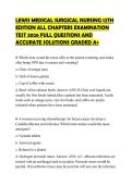 LEWIS MEDICAL SURGICAL NURSING 12TH EDITION ALL CHAPTERS EXAMINATION TEST 2026 FULL QUESTIONS AND ACCURATE SOLUTIONS GRADED A&plus;