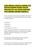 LEWIS MEDICAL SURGICAL NURSING 12TH EDITION HARDING KWONG HAGLER PRACTICE TEST 2026 TESTED QUESTIONS WITH VERIFIED ANSWERS GRADED A&plus;