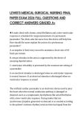 LEWIS'S MEDICAL-SURGICAL NURSING FINAL PAPER EXAM 2026 FULL QUESTIONS AND CORRECT ANSWERS GRADED A&plus;