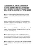 LEWISS MEDICAL SURGICAL NURSING IN CANADA CERTIFICATION EVALUATION SET 2026 PRACTICE SOLUTION EXPERT CHECKED