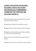 STUDENT EXPLORATION EARTHQUAKES 1 RECORDING STATION AND STUDENT EXPLORATION 2026 COMPREHENSIVE EXAMINATION TEST QUESTIONS AND SOLUTIONS GRADED A&plus;