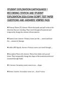 STUDENT EXPLORATION EARTHQUAKES 1 RECORDING STATION AND STUDENT EXPLORATION 2026 EXAM SCRIPT TEST PAPER QUESTIONS AND ANSWERS VERIFIED PASS