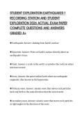 STUDENT EXPLORATION EARTHQUAKES 1 RECORDING STATION AND STUDENT EXPLORATION 2026 ACTUAL EXAM PAPER COMPLETE QUESTIONS AND ANSWERS GRADED A&plus;