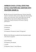 SUPERIOR SCHOOL OF REAL ESTATE FINAL ACTUAL EXAM PAPER 2026 QUESTIONS WITH SOLUTIONS GRADED A&plus;