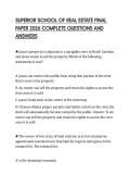 SUPERIOR SCHOOL OF REAL ESTATE FINAL PAPER 2026 COMPLETE QUESTIONS AND ANSWERS