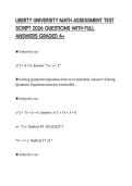 LIBERTY UNIVERSITY MATH ASSESSMENT TEST SCRIPT 2026 QUESTIONS WITH FULL ANSWERS GRADED A&plus;