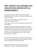 LIBERTY UNIVERSITY MATH ASSESSMENT VIEW AHEAD PAPER 2026 QUESTIONS WITH FULL ANSWERS GRADED A&plus;