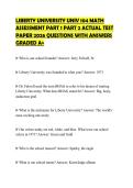 LIBERTY UNIVERSITY UNIV 104 MATH ASSESSMENT PART 1 PART 2 ACTUAL TEST PAPER 2026 QUESTIONS WITH ANSWERS GRADED A&plus;