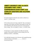LIBERTY UNIVERSITY UNIV 104 MATH ASSESSMENT PART 1 PART 2 COMPREHENSIVE EXAM SCRIPT 2026 COMPLETE QUESTIONS AND SOLUTIONS GRADED A&plus;