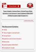 Texas Irrigator License Exam &vert; Actual Exam-Style Questions and Answers Latest Updated 2026&sol;2027 &lpar;TCEQ Complete Q&A Graded A&plus;&rpar;