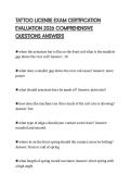 TATTOO LICENSE EXAM CERTIFICATION EVALUATION 2026 COMPREHENSIVE QUESTIONS ANSWERS