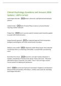 Clinical Psychology Questions and Answers 2026  Update &vert; 100&percnt; Correct  