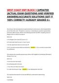 WEST COAST EMT BLOCK 3 &vert;UPDATED &vert;ACTUAL EXAM QUESTIONS AND VERIFIED ANSWERS&sol;ACCURATE SOLUTIONS &vert;GET IT 100&percnt; CORRECT&excl;&excl; ALREADY GRADED A&plus;
