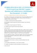 FLORIDA HEALTH & LIFE 2-15 INSURANCE EXAM Actual Exam 2026&sol;2027 Complete Questions and Verified Answers with Rationales Pass Guaranteed - A&plus; Graded