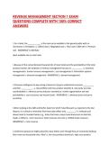 REVENUE MANAGEMENT SECTION 1 EXAM QUESTIONS COMPLETE WITH 100&percnt; CORRECT ANSWERS