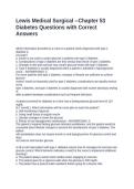Lewis Medical Surgical --Chapter 53 Diabetes Questions with Correct Answers