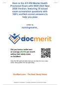 ATI RN Mental Health Proctored Exam with NGN 2023 New 2026 Version&comma; featuring 70 exam questions with 100&percnt; verified correct answers for RN ATI Mental Health