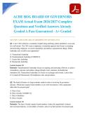 ACHE BOG BOARD OF GOVERNORS EXAM Actual Exam 2026&sol;2027 Complete Questions and Verified Answers Already Graded A Pass Guaranteed - A&plus; Graded
