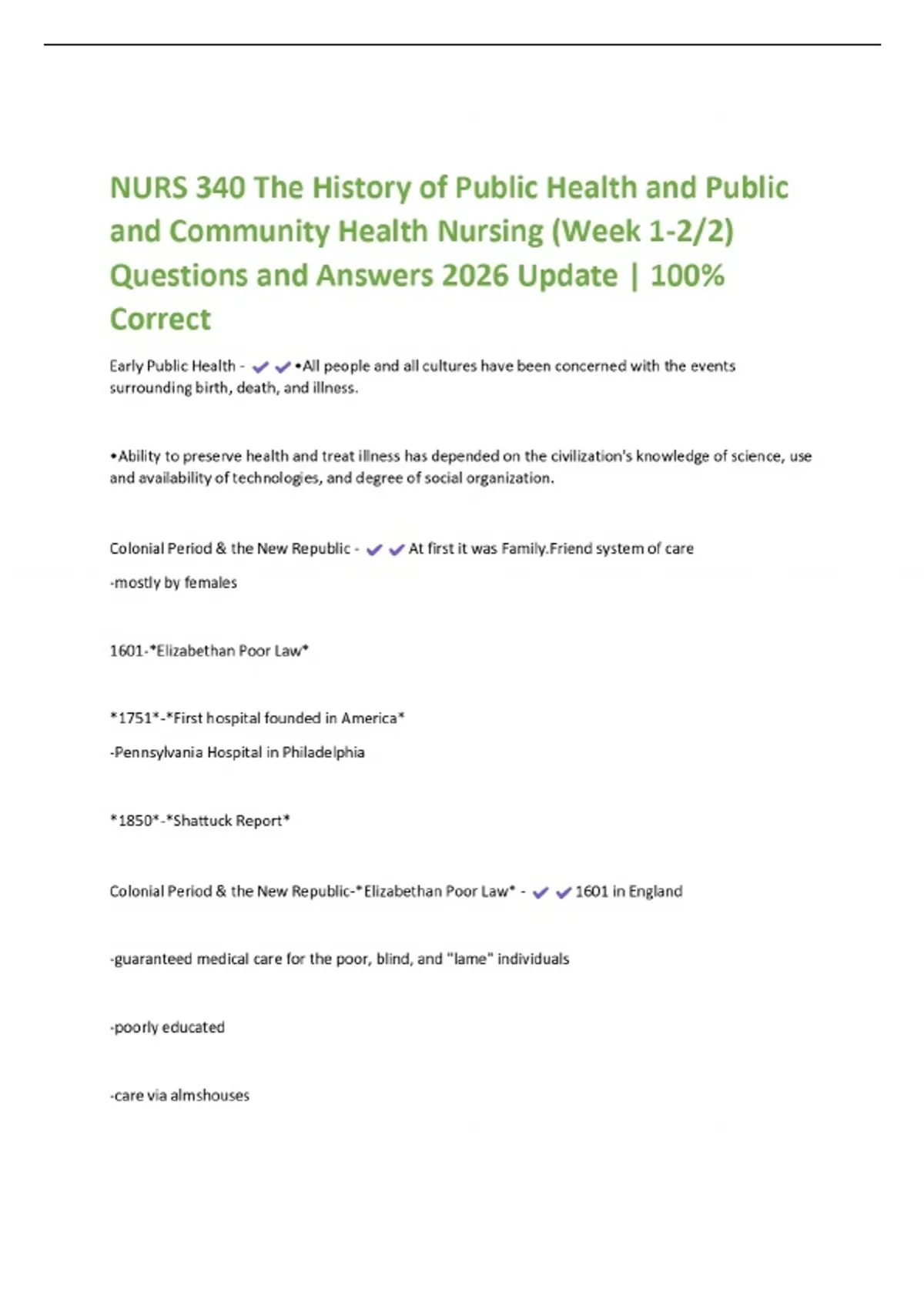 NURS 340 The History of Public Health and Public and Community Health ...