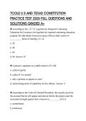 TCOLE U S AND TEXAS CONSTITUTION PRACTICE TEST 2026 FULL QUESTIONS AND SOLUTIONS GRADED A&plus;