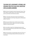 TEACHING IELTS ASSIGNMENT LISTENING AND SPEAKING PRACTICE EXAM 2026 QUESTIONS WITH ACCURATE ANSWERS