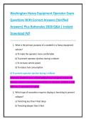 Washington Heavy Equipment Operator Exam  Questions With Correct Answers &lpar;Verified  Answers&rpar; Plus Rationales 2026 Q&A &vert; Instant  Download Pdf
