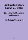 Nightingale Anatomy Exam Final 2026 &ndash; Comprehensive Nursing Study Guide PDF