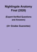 Nightingale Anatomy Final 2026 &ndash; Complete Nursing Exam Practice & Study Guide PDF