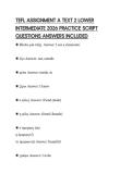 TEFL ASSIGNMENT A TEXT 2 LOWER INTERMEDIATE 2026 PRACTICE SCRIPT QUESTIONS ANSWERS INCLUDED
