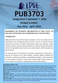 PUB3703 Assignment 2 &lpar;ANSWERS&rpar; Semester 1 2026 - DISTINCTION GUARANTEED