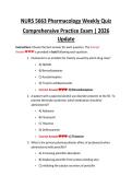 NURS 5663 Pharmacology Weekly Quiz Comprehensive Practice Exam &vert; 2026 Update Instructions&colon; Choose the best answer for each questi