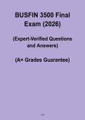 BUSFIN 3500 Final Exam 2026 &ndash; Comprehensive Business Finance Study Guide PDF