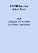 APHON Overview Exam 2026 &vert; Complete Study Guide&comma; Practice Questions & Verified Answers