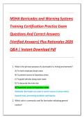 MSHA Barricades and Warning Systems  Training Certification Practice Exam  Questions And Correct Answers  &lpar;Verified Answers&rpar; Plus Rationales 2026  Q&A &vert; Instant Download Pdf