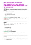 TEFL CERTIFICATION 2026 VERIFIED PRACTICE QUESTIONS &ndash; ESL TEACHING METHODS & CLASSROOM MANAGEMENT &vert; ITA &sol; TEFL ACCREDITED