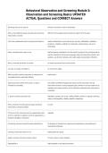 Behavioral Observation and Screening Module 3&colon;  Observation and Screening Basics UPDATED  ACTUAL Questions and CORRECT Answers