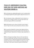 TEXAS LPC JURISPRUDENCE EXAM FINAL PAPER 2026 TEST PAPER QUESTIONS AND SOLUTIONS GRADED A&plus;