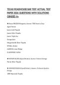 TEXAS ROADHOUSE BAR TEST ACTUAL TEST PAPER 2026 QUESTIONS WITH SOLUTIONS GRADED A&plus;
