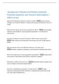Nursing Care Theories and Patient-Centered  Practices Questions and Answers 2026 Update &vert;  100&percnt; Correct  