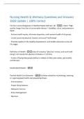 Nursing Health & Wellness Questions and Answers  2026 Update &vert; 100&percnt; Correct  