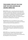 TISSUE BANKING SPECIALIST 2026 EXAM SCRIPT TEST PAPER QUESTIONS AND ANSWERS VERIFIED PASS
