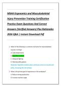MSHA Ergonomics and Musculoskeletal  Injury Prevention Training Certification  Practice Exam Questions And Correct  Answers &lpar;Verified Answers&rpar; Plus Rationales  2026 Q&A &vert; Instant Download Pdf