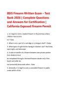 BSIS Firearm Written Exam &ndash; Test  Bank 2026 &vert; Complete Questions  and Answers for Certification &vert;  California Exposed Firearm Permit