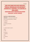 Test Bank for Quick and Easy Medical Terminology&comma; 9th Edition by Peggy C&period; Leonard &lpar;ISBN&colon; 9780135216723&rpar; &mdash; Complete Chapters 1&ndash;15 Questions with Verified Solutions 2026&sol;2027 Latest Update